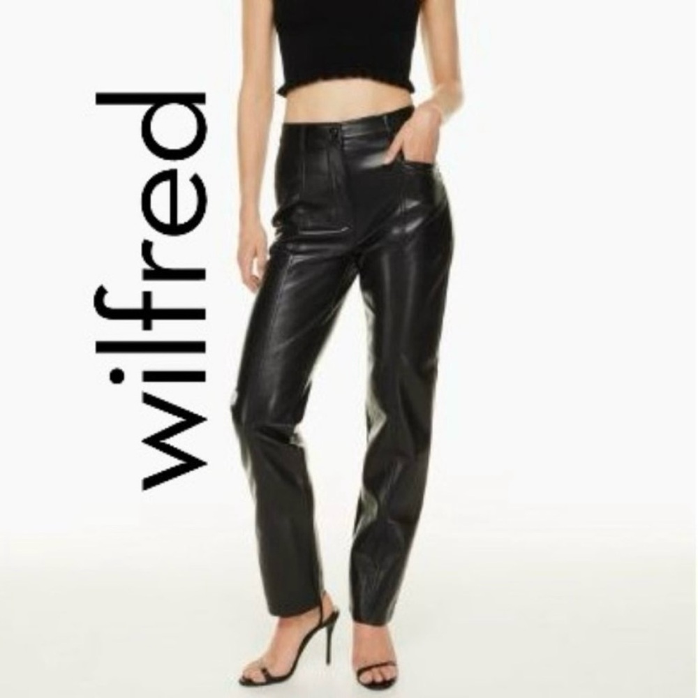 Aritzia Wilfred Black Faux Leather Rebel Pant Sz - 00 Edgy Goth Dark Academia
